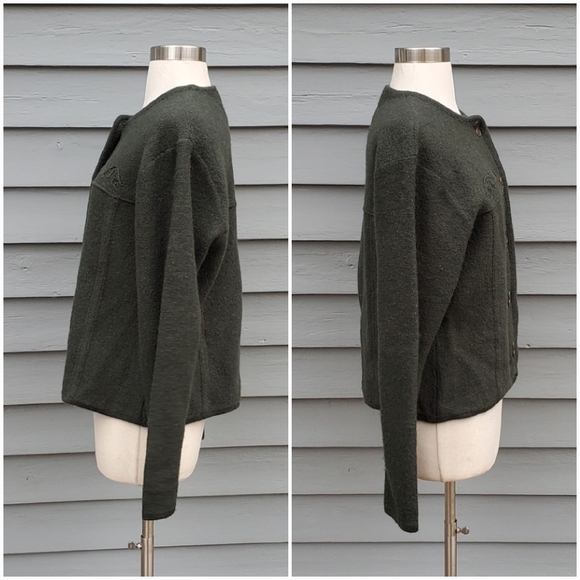 Vintage 90s y2k Pendleton Olive OD Green Wool Brass Button Cardigan Sweater Md - Picture 5 of 6
